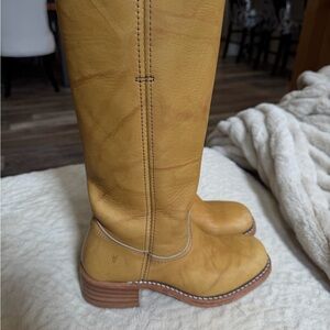 Frye Mustard Leather Heeled Boots
